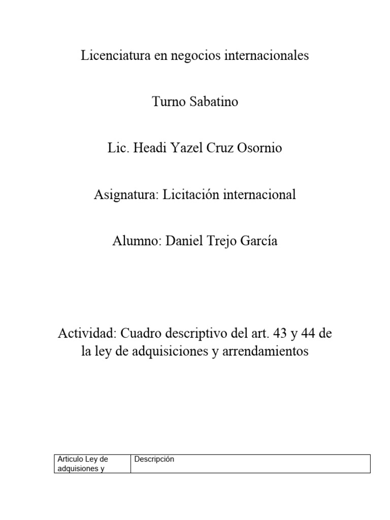 Cuadro Descriptivo Art. 43 y 44 | PDF