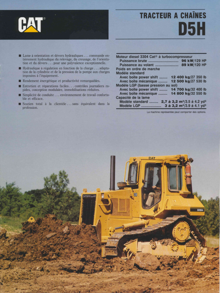 Fiche technique Tracteur Caterpillar D5H | PDF | Injection (moteur ...