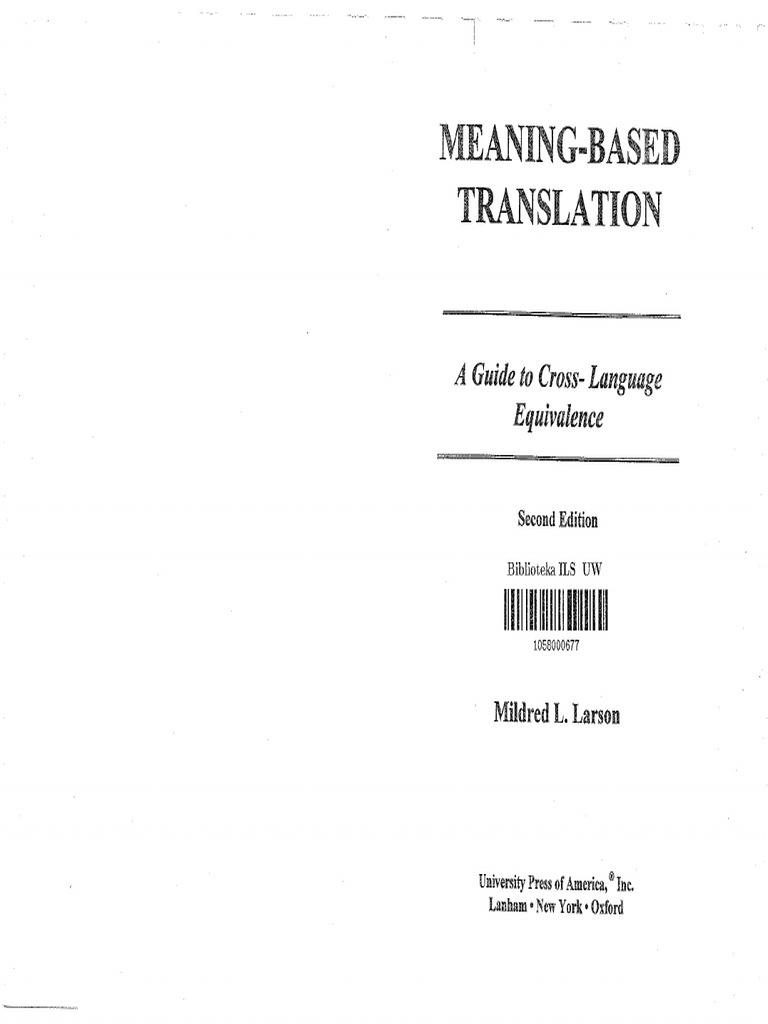 MeaningBased Translation. Mildred Larson PDF