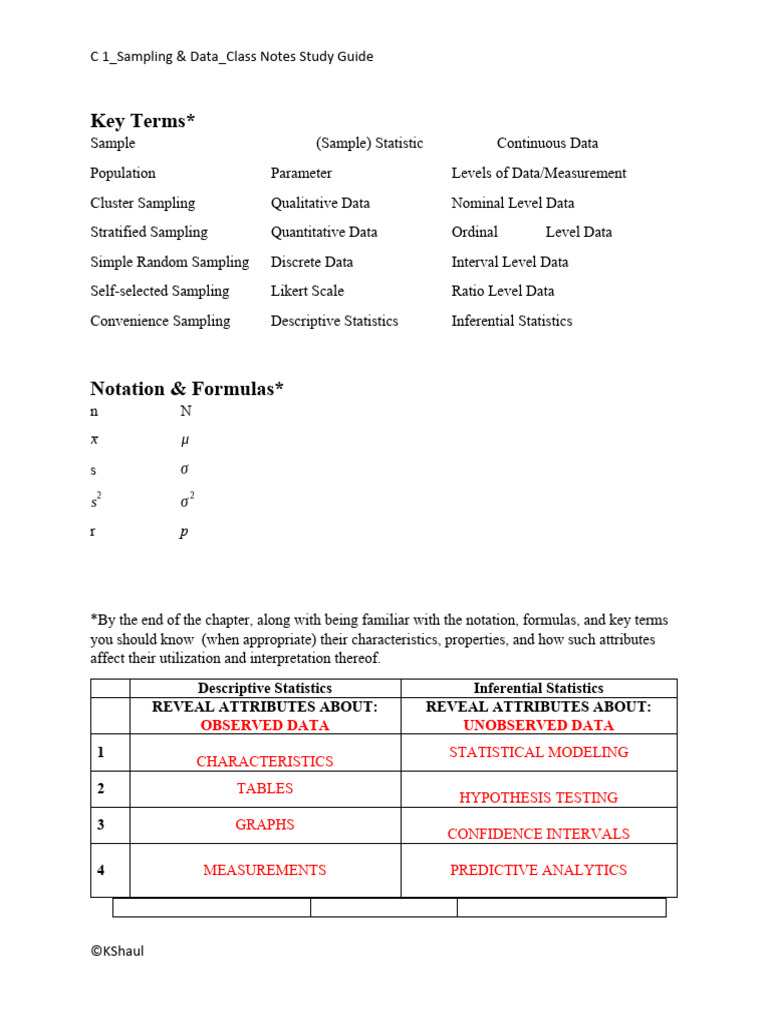 C 1 - Sampling & Data - Student Chapter Guide | PDF | Statistics ...