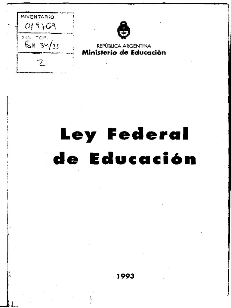 Ley Federal de Educacion Ley N 24195 | PDF