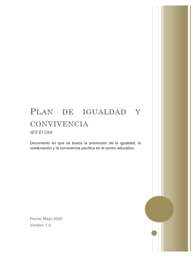 Plan de Igualdad y Convivencia IES El Clot | PDF | Abuso infantil ...