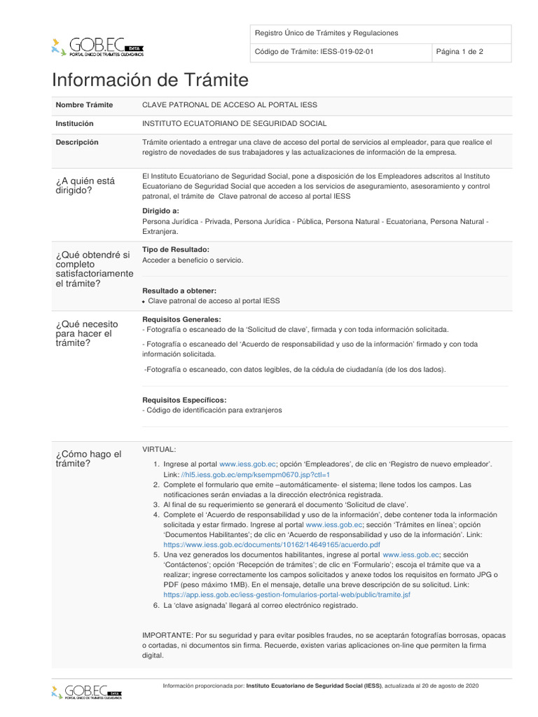 Solicitud de Clave Patronal IESS | PDF | Finanzas y dinero