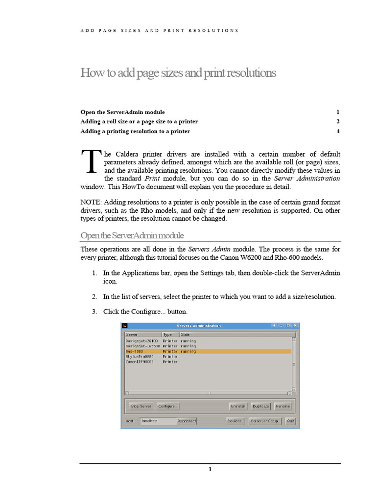 Add Page Sizes & Resolutions for Printers | PDF | Printer (Computing ...