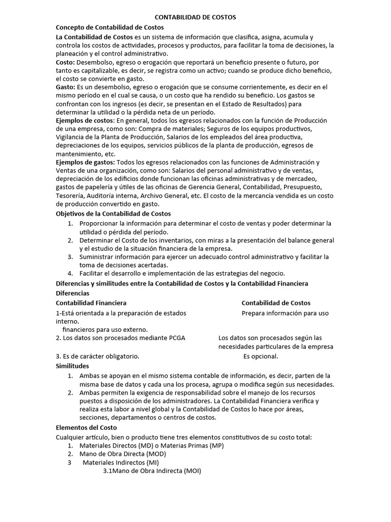 Guía Completa de Contabilidad de Costos | PDF | Contabilidad de costos ...