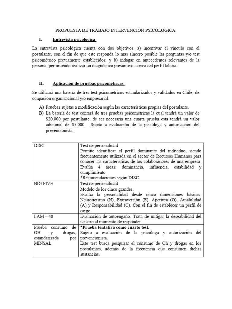 PROPUESTA DE INTERVENCION PSICOLOGICA V y V | PDF