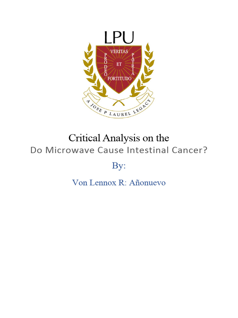 Do Microwave Cause Intestinal Cancer? PDF
