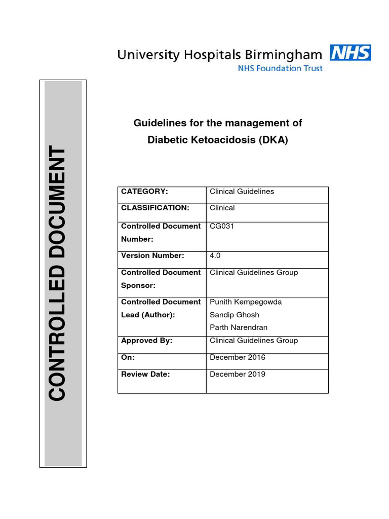 DKA Guidelines Version 4.0 28 Dec 2016FINAL | PDF | Causes Of Death ...