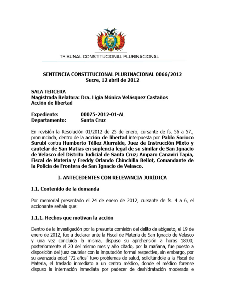 Sentencia Constitucional Materia Penal Bolivia | PDF | Jurisdicción