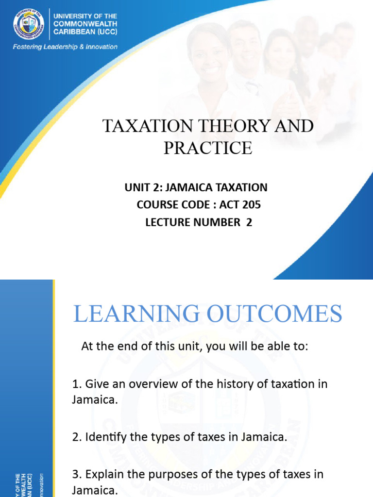 Unit 2 Jamaican Taxation PDF Taxes Tax