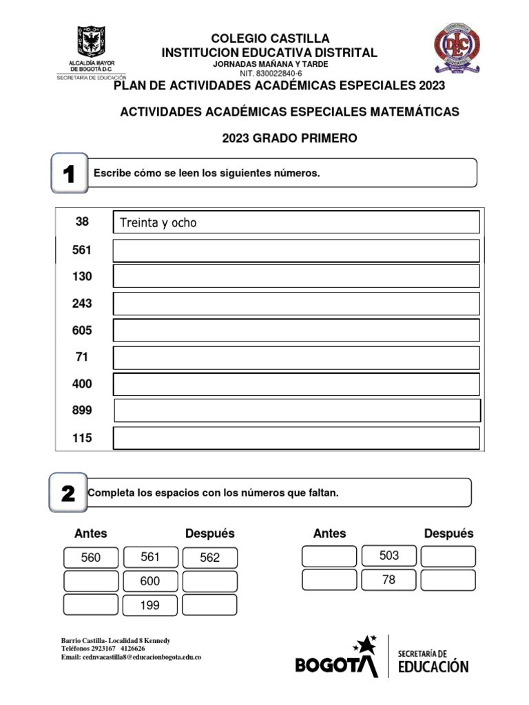 Actividades Matemáticas 1° Grado 2023 | PDF | Geometria clasica ...