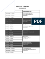 PHCL 101 - Tutorial Schedule - 1