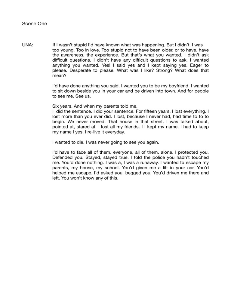 Una's Emotional Monologue in Blackbird | PDF | Poetry