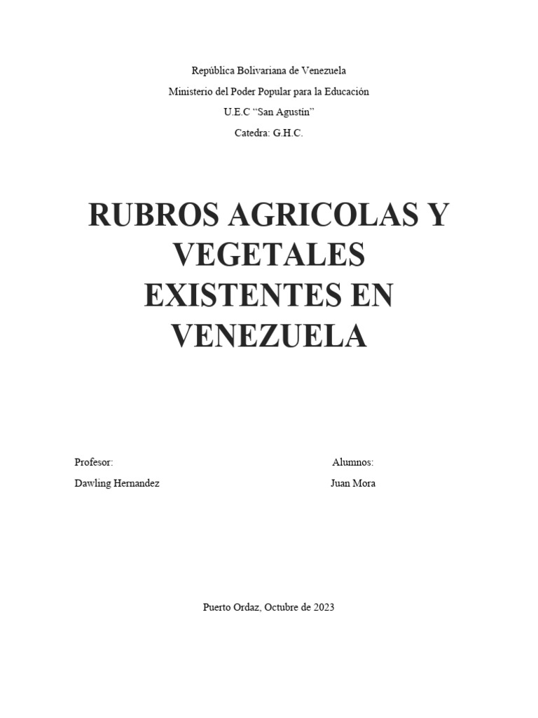 Rubros Agrícolas en Venezuela | PDF | Venezuela | Agricultura