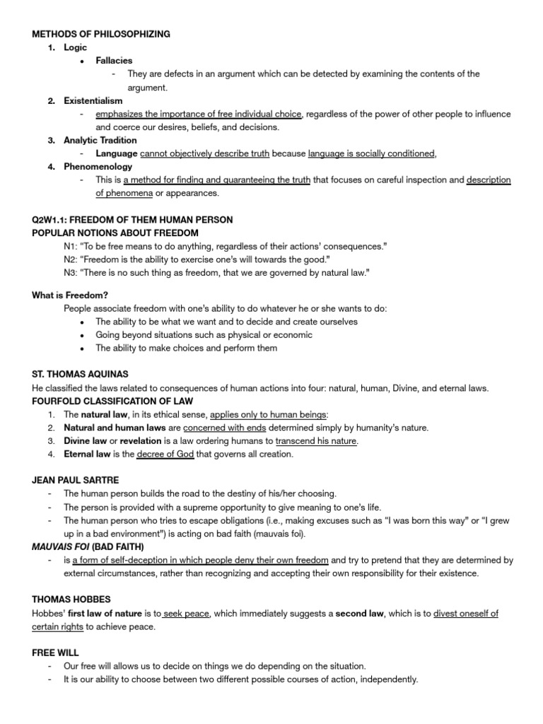 Philo Reviewer Q2 Pdf Society Free Will