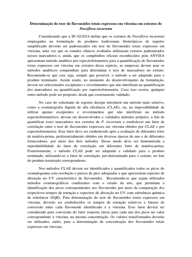 Determinacao Do Teor de Flavonoides Totais Expressos em Vitexina1 | PDF ...