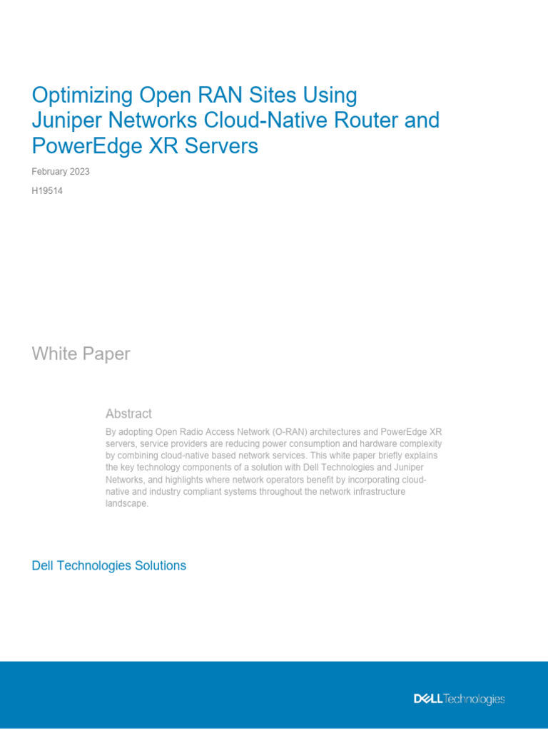 H19514 Optimizing Open RAN Juniper PowerEdge XR | PDF | Computer ...