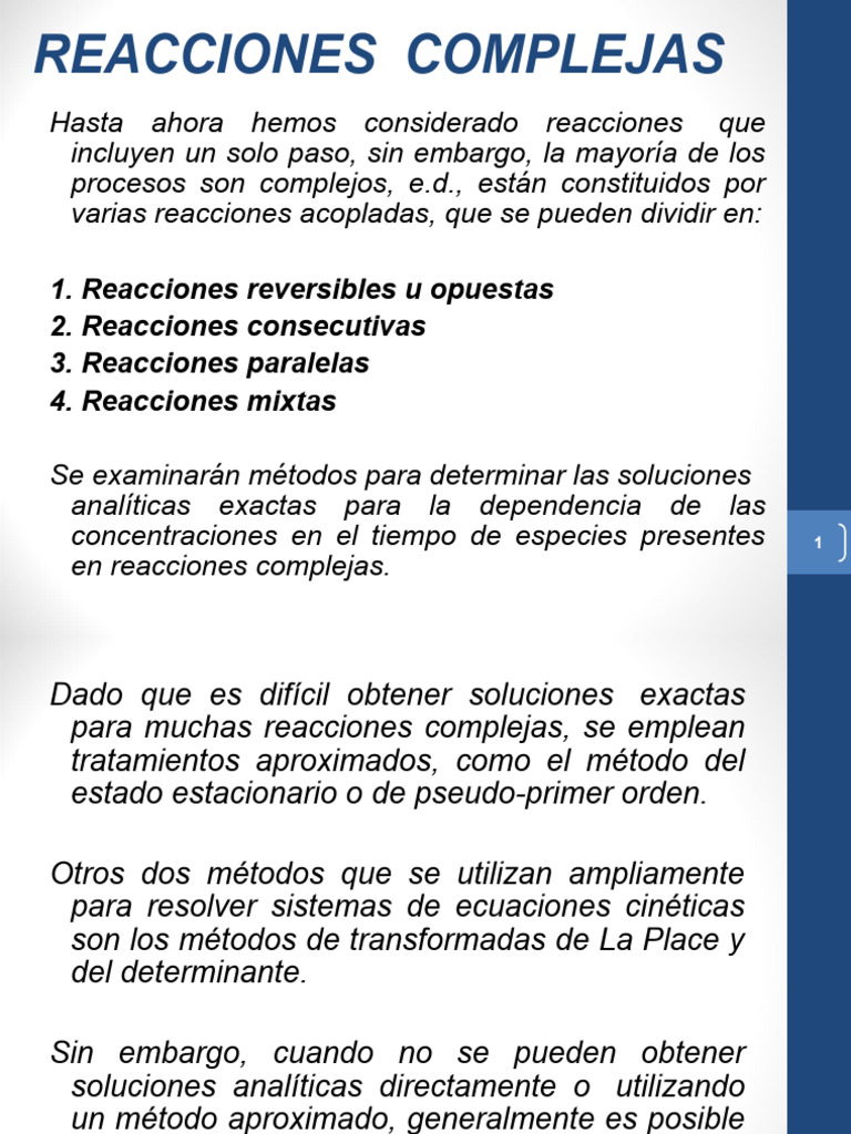 Reacciones Complejas PDF Equilibrio químico Ecuaciones
