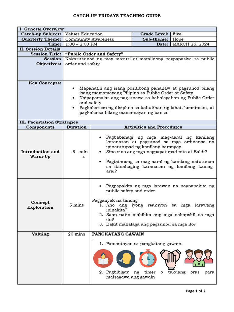 Values Ed Catch Up Friday March 26 | PDF