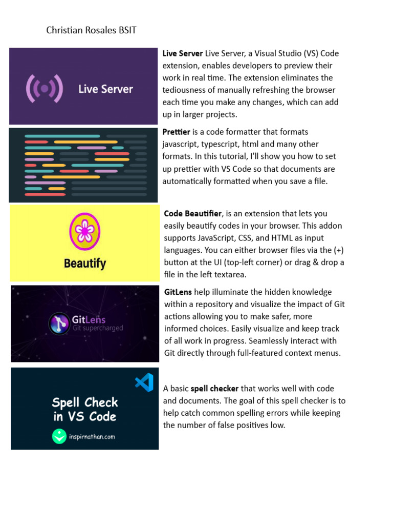 Essential VS Code Extensions for Developers | PDF | Html | World Wide Web