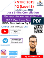 GK One Liner LEVEL 3 Hindi RRB NTPC CBT 2 Printable PDF by Shubham