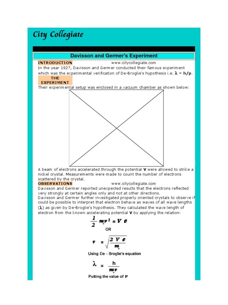 Davisson-Germer Experiment Overview | PDF | Social Science | Science ...