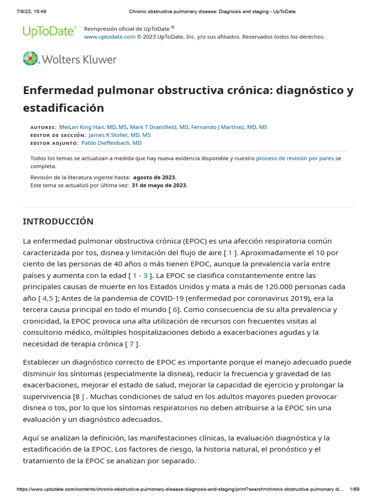 Chronic Obstructive Pulmonary Disease - Diagnosis and Staging ...