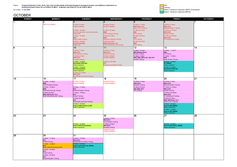 October Training & Handover Schedule | PDF | Hydrology And Urban ...
