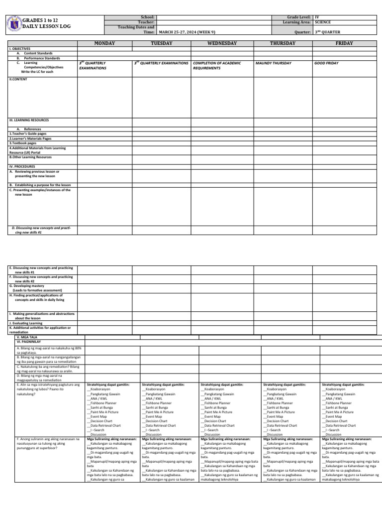 DLL - Science 4 - Q3 - W9 | PDF | Pedagogy | Education Theory