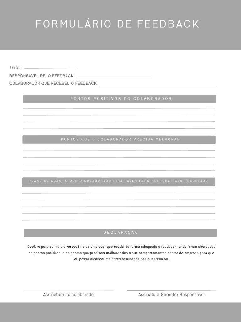 Formulario de Feedback | PDF | Finanças e Administração de Capital