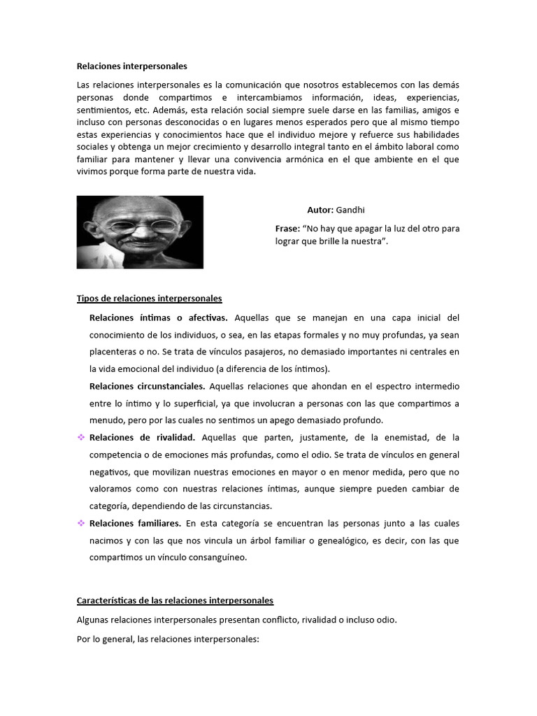 Relaciones Interpersonales | PDF | Relaciones interpersonales | Las ...