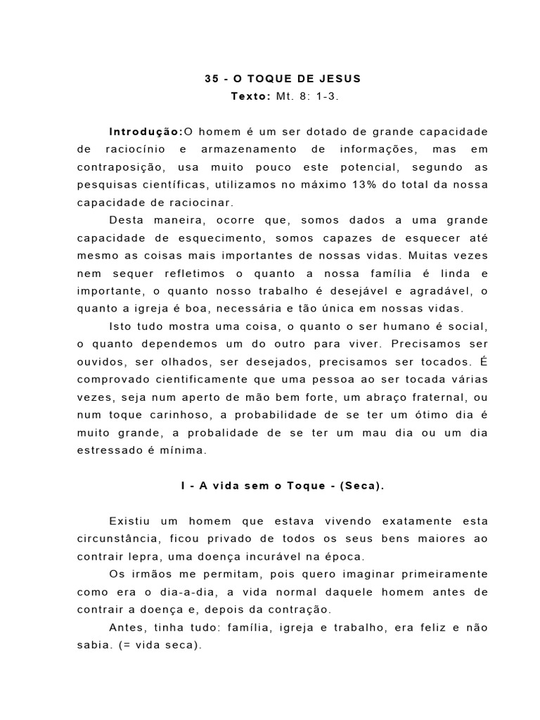 35 O Toque De Jesus Pdf Jesus Lepra