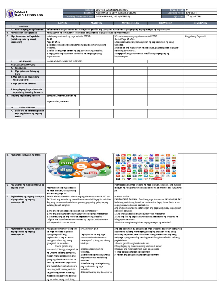 DLL - Epp 5 - Q2 - W5 | PDF