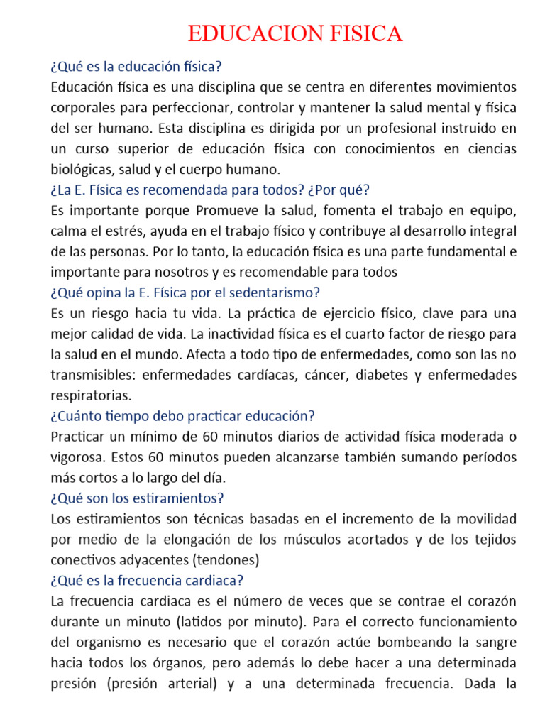 Educacion Fisica Pdf Pie Educación Física