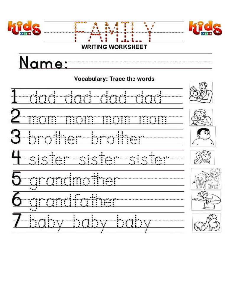 Worksheet Tracing Family PDF