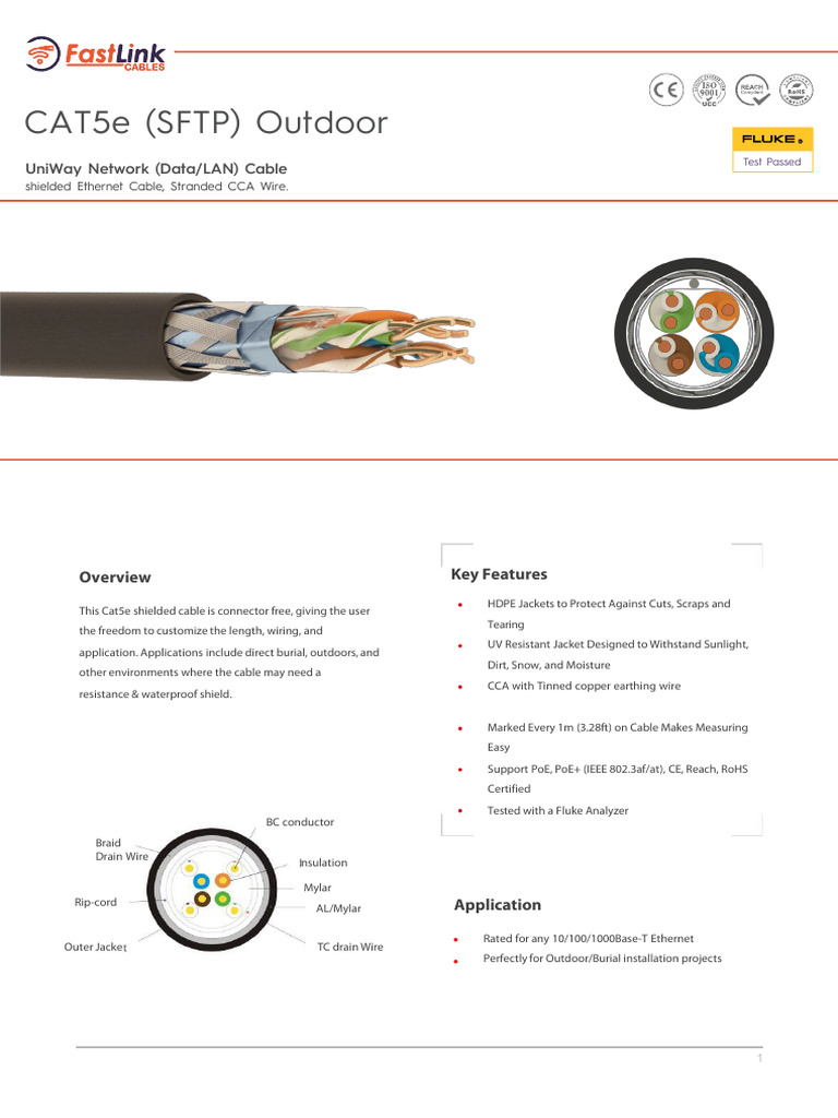 Cat5e SFTP Outdoor Data Cable | PDF | Electrical Components | Electricity