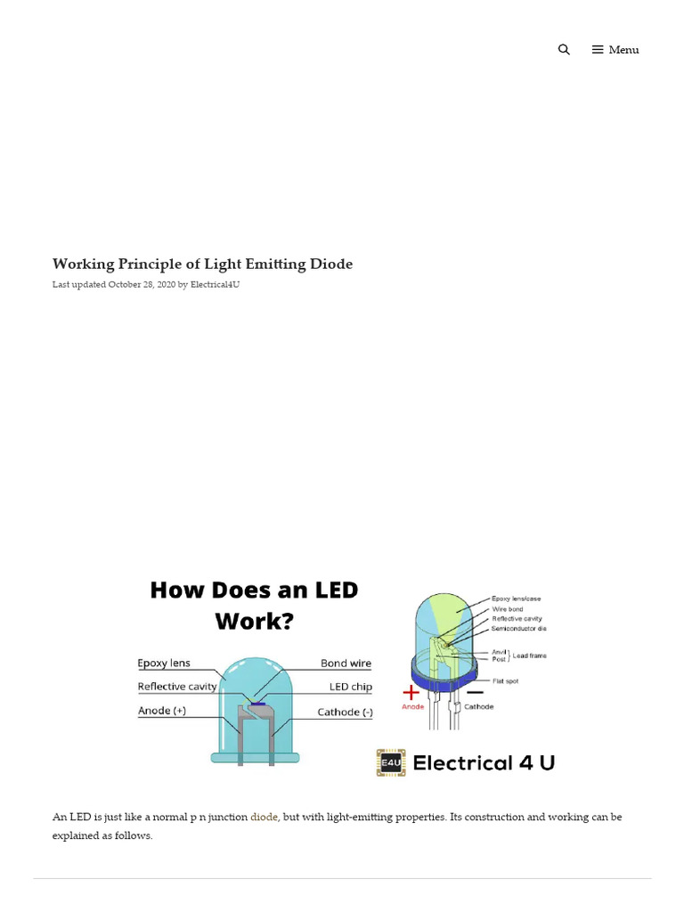 LED Working Principle and Construction | PDF | Light Emitting Diode | P ...