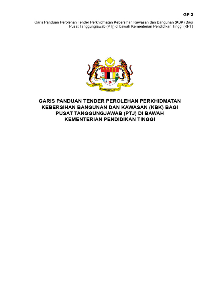 GP3 Garis Panduan Pelaksanaan Tender Perolehan Perkhidmatan Kebersihan ...