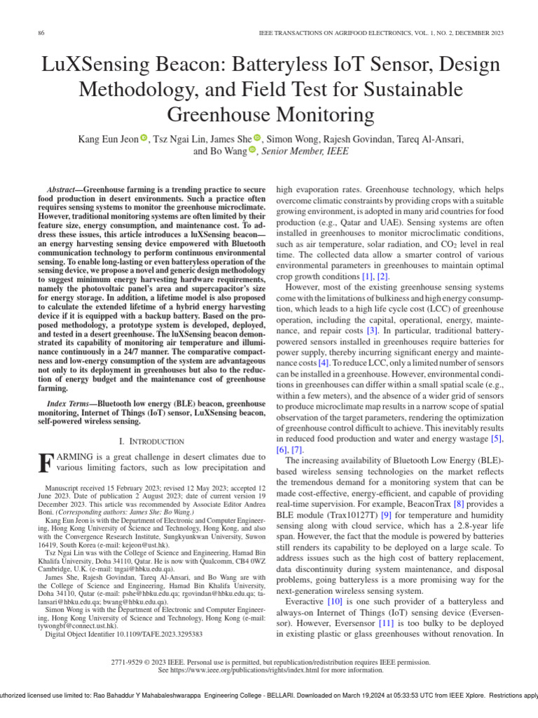LuXSensing Beacon Batteryless IoT Sensor Design Methodology and Field ...