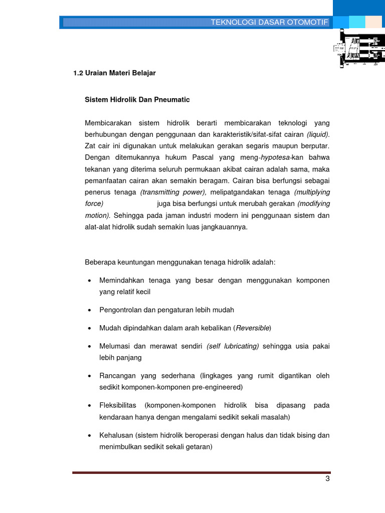 Dasar Hidrolik Pneumatic Pdf Teknologi Rekayasa