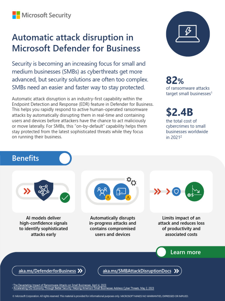 Microsoft Defender For Business Attack Disruption Data Sheet | PDF ...