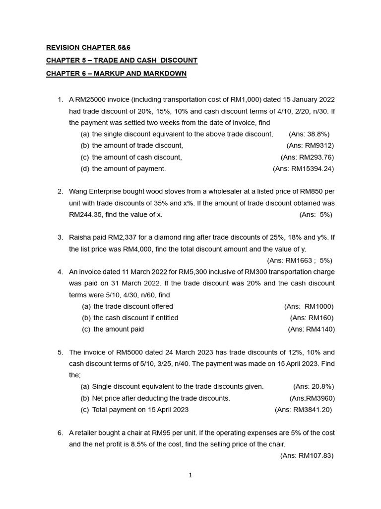 Revision Chapter 5, 6 and 7 | PDF | Discounting | Interest