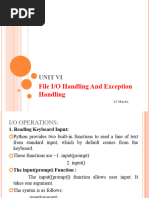 Unit Vi - File Io Handling and Exception Handling