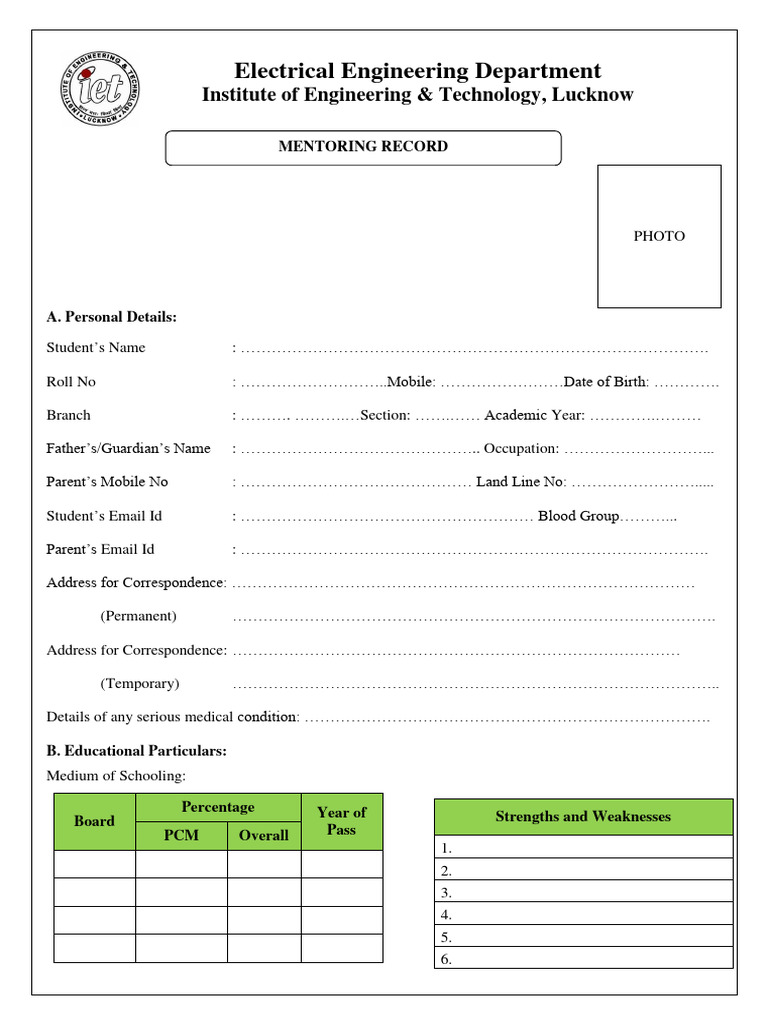 Student Mentoring Report Template | PDF