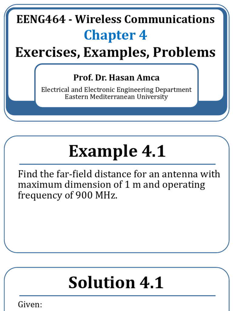 Wireless Communications Exercises and Solutions | PDF | Teaching ...