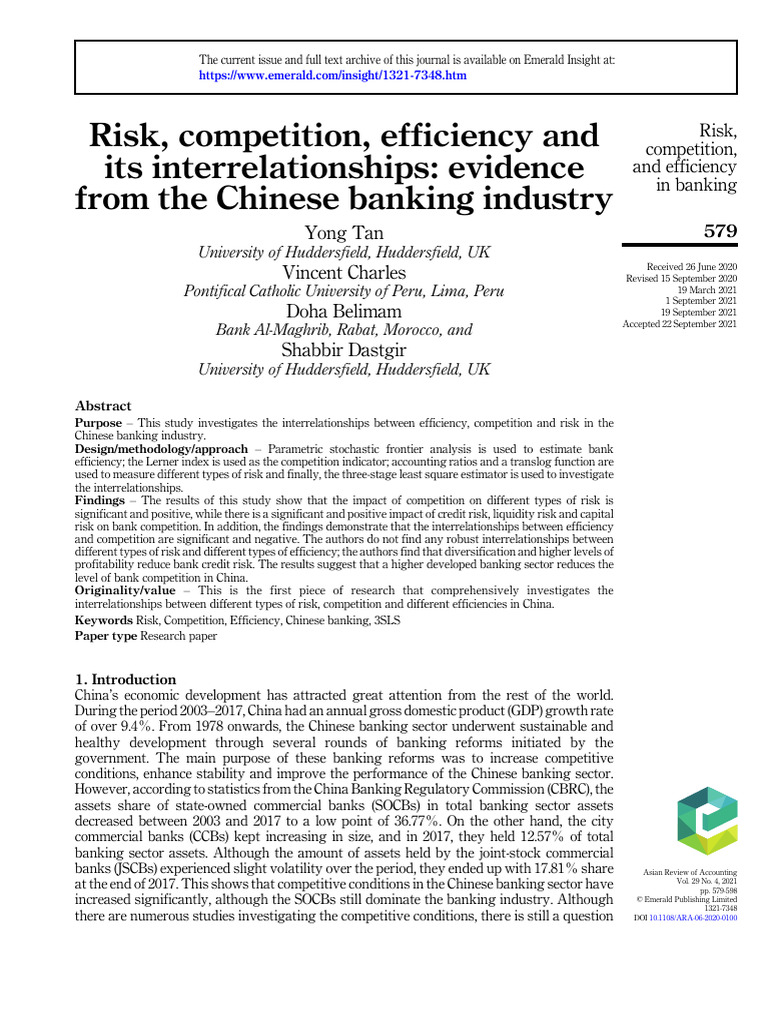 2021 ARA Risk, Competition, Efficiency and Its Interrelationships ...