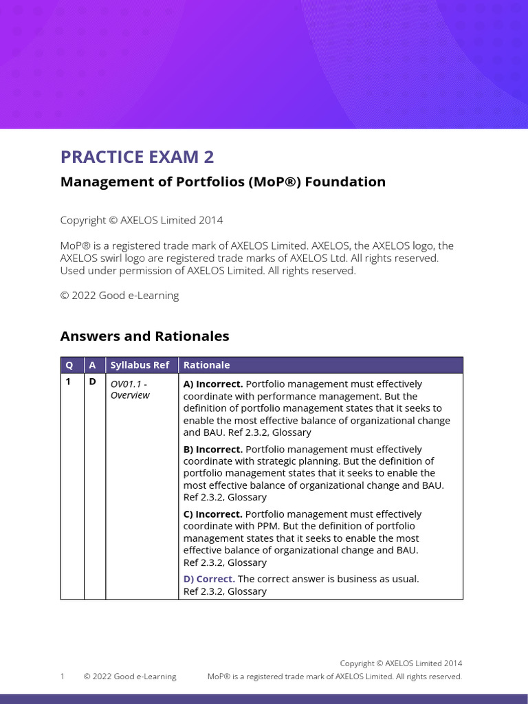 MoP Practice Exam 2 Rationale PDF Net Present Value Economies
