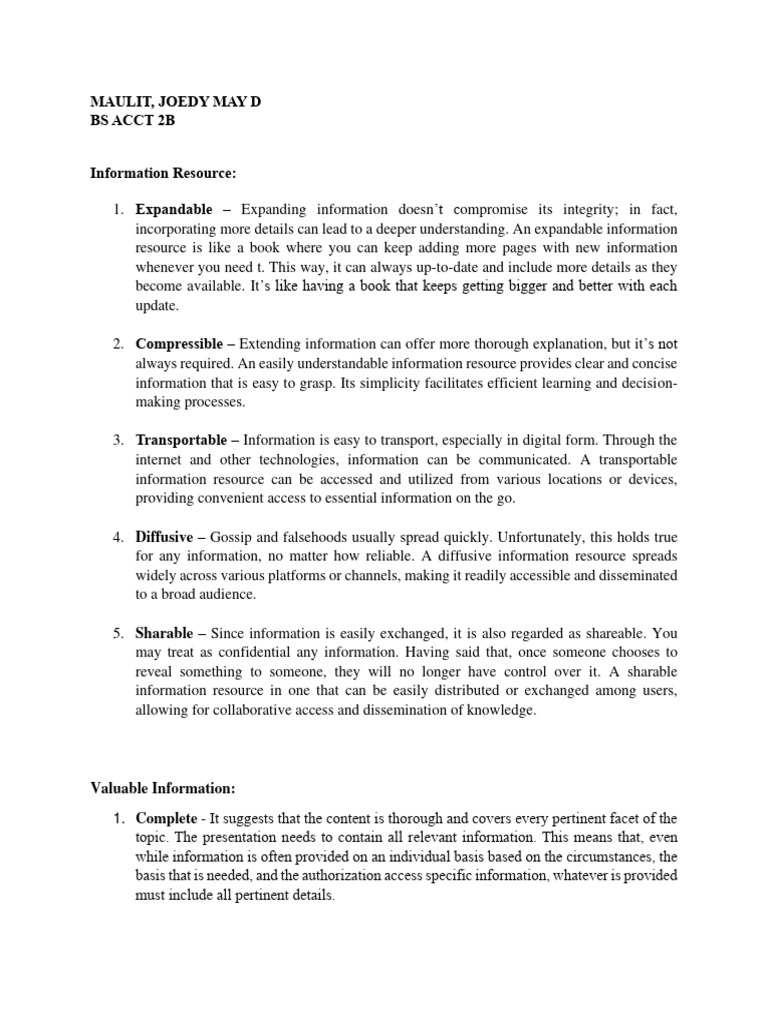 Key Features of Effective Information Resources | PDF | Information ...
