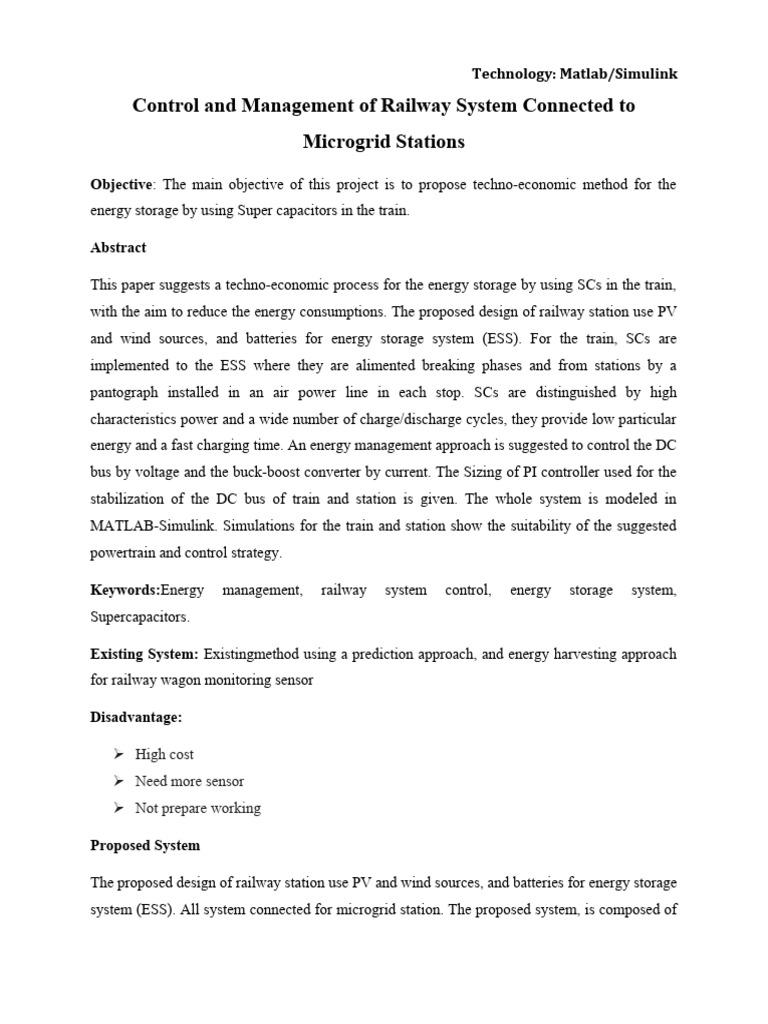 Control and Management of Railway System Connected To Microgrid ...