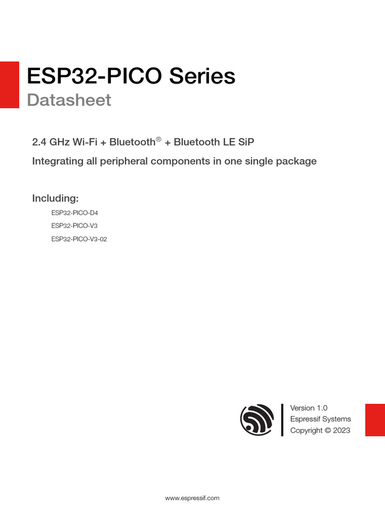 Esp32-Pico Series Datasheet en | PDF | Bluetooth | Input/Output